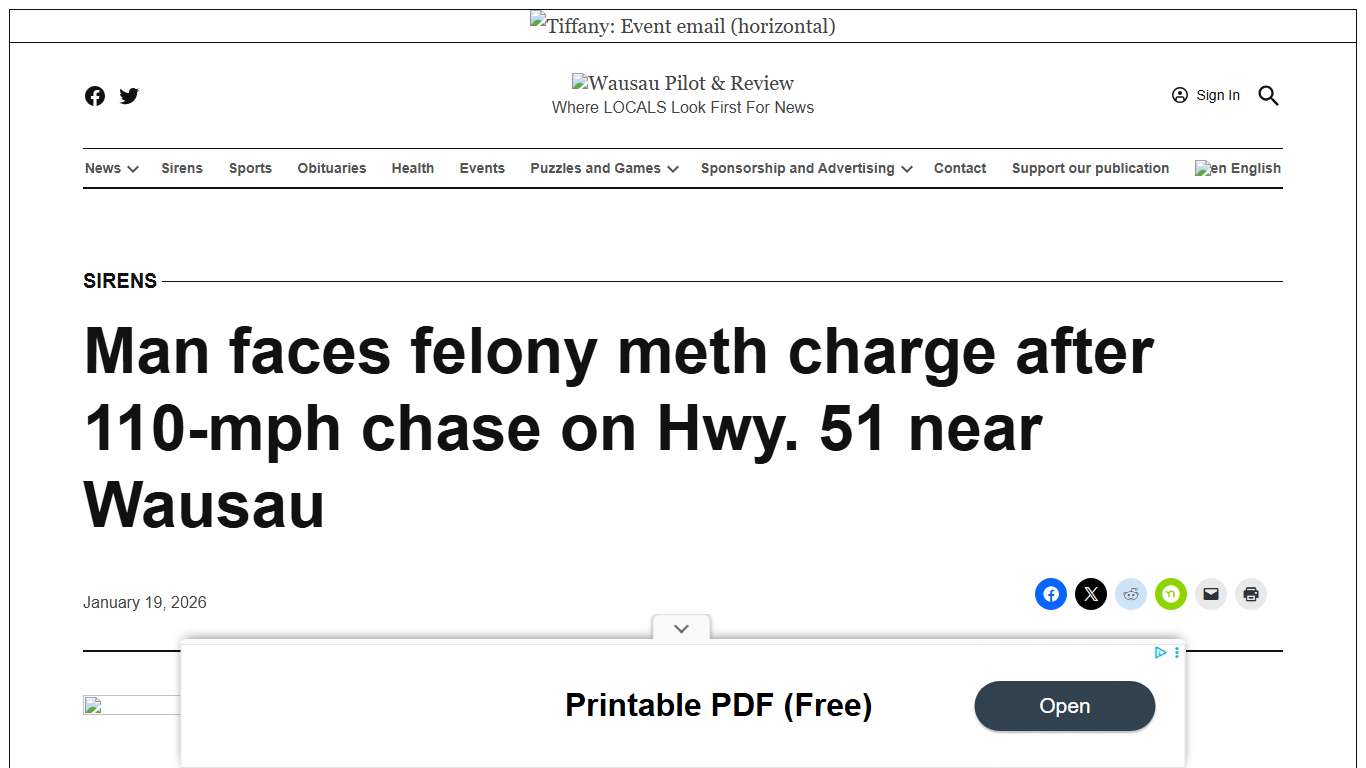 Man faces felony meth charge after 110-mph chase on Hwy. 51 near Wausau - Wausau Pilot & Review